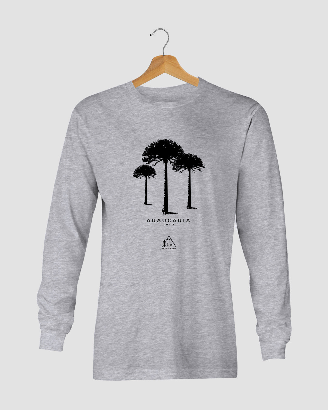 Polera manga larga con diseño de araucaria, árbol sagrado del pueblo mapuche - Nativaustral