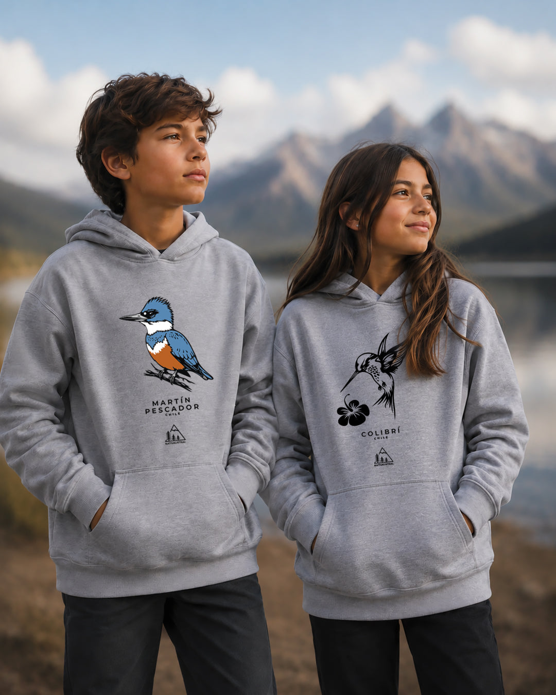 Colección de polerones canguro para niños con diseños de fauna nativa chilena - Nativaustral
