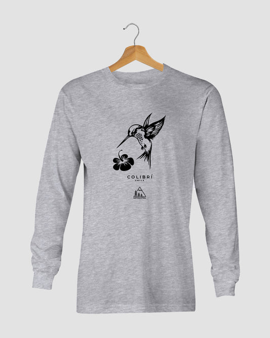 Polera manga larga con diseño de colibrí, ave nativa de Chile - Nativaustral