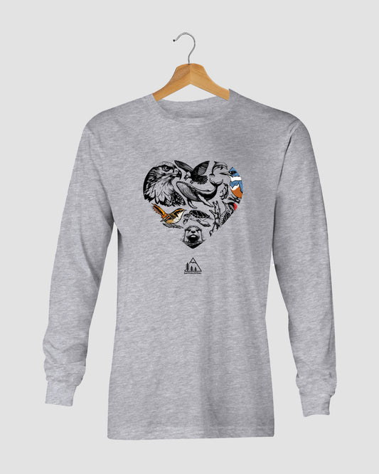 POLERA FAUNA CORAZON MANGA LARGA