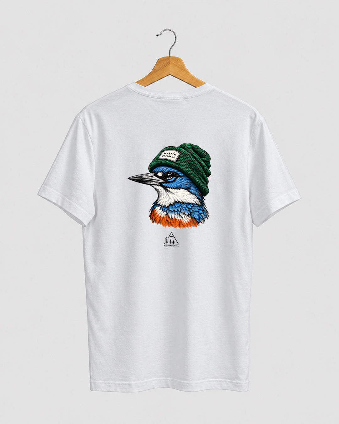 Polera Martín Pescador Blanco, vista trasera