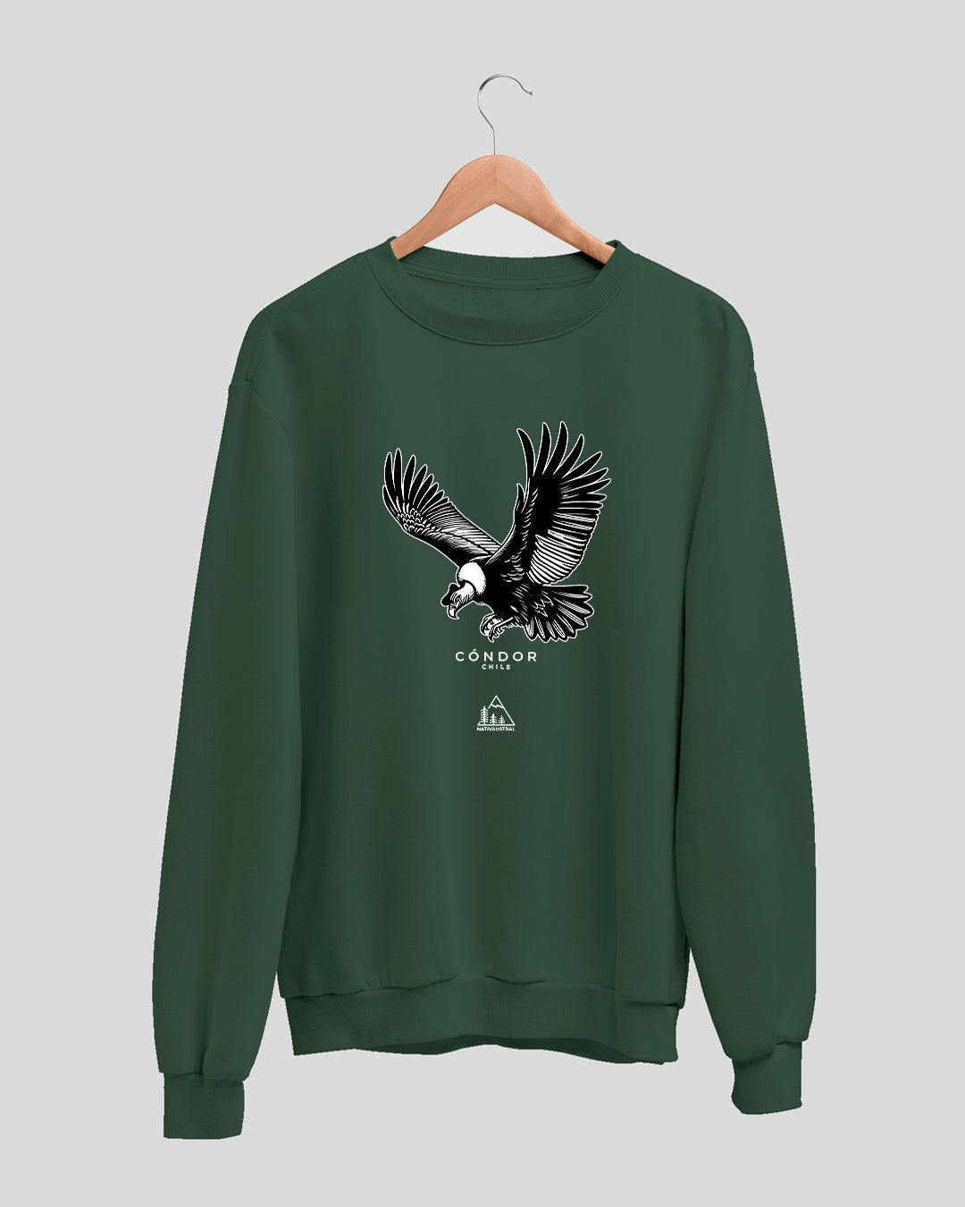 Polerón polo con diseño de cóndor andino, símbolo de Chile, color verde bosque - Nativaustral