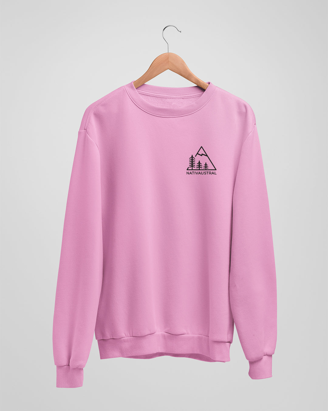 Polerón polo Nativaustral, diseño con logo de la marca inspirada en naturaleza chilena, color rosado - Nativaustral